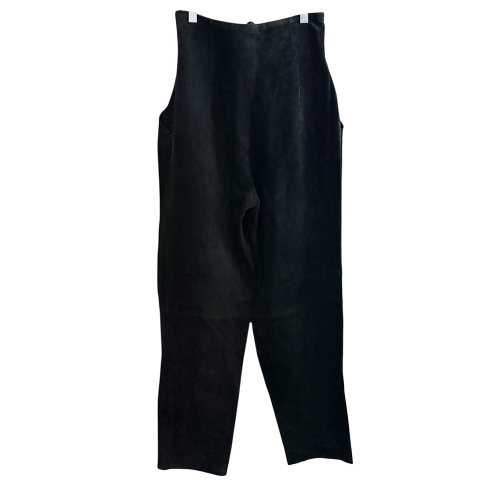 Vintage Forenza 80’s High Waisted Lined Pleated Black Suede Leather Pants Sz 8
